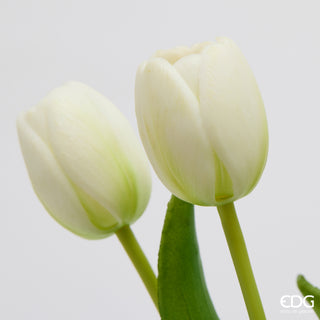 EDG Enzo De Gasperi Bouquet di Tulipani Real Touch x5 H 30 cm Bianco