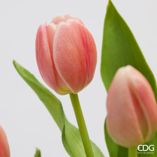 EDG Enzo De Gasperi Set 2 Bouquet di Tulipani Real Touch x5 H 30 cm Rosa Pesca