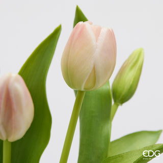 EDG Enzo De Gasperi Set 2 Bouquet di Tulipani Real Touch x5 H 30 cm Rosa Pesca