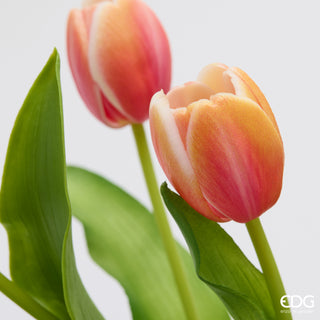 EDG Enzo De Gasperi Set 2 Bouquet di Tulipani Real Touch x5 H 30 cm Arancione