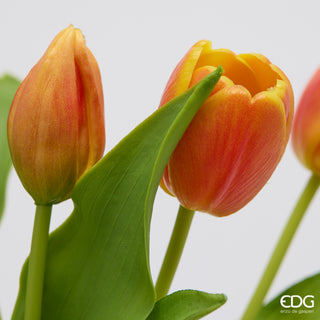 EDG Enzo De Gasperi Set 2 Bouquet di Tulipani Real Touch x5 H 30 cm Arancione