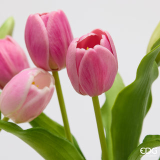 EDG Enzo De Gasperi Set 2 Bouquet di Tulipani Real Touch x5 H 30 cm Rosa