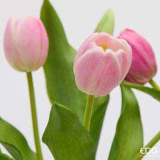 EDG Enzo De Gasperi Set 2 Bouquet di Tulipani Real Touch x5 H 30 cm Rosa