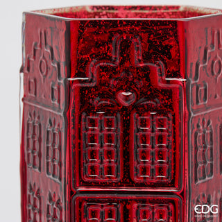 EDG Enzo De Gasperi Vase Maison Hexagonale Rouge H31