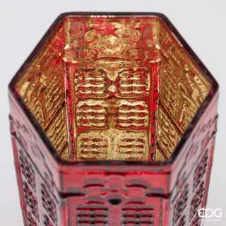 EDG Enzo De Gasperi Vase Maison Hexagonale Rouge H31