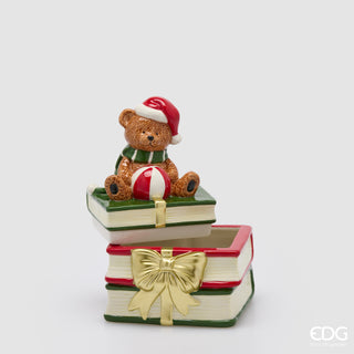 EDG Enzo De Gasperi Contenitore Orso con Libri in ceramica H23x16.5 cm