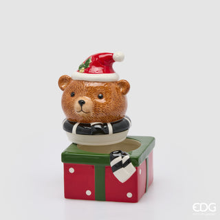 EDG Enzo De Gasperi Contenitore Orso con Sciarpa in ceramica H24x16.5 cm