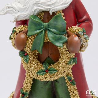 EDG Enzo De Gasperi Decorazione Natalizia Babbo Natale con Ghirlanda H37 cm