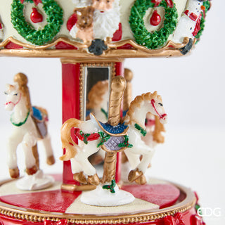 EDG Enzo De Gasperi Carillon Cavallo Giostra H17 cm Bianco e Rosso