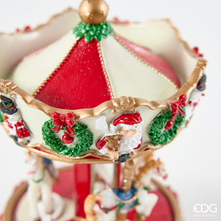 EDG Enzo De Gasperi Carillon Cavallo Giostra H17 cm Bianco e Rosso