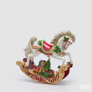 EDG Enzo De Gasperi Decoro Cavallo a Dondolo H37cm in Poliresina