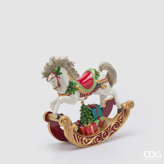 EDG Enzo De Gasperi Decoro Cavallo a Dondolo H37cm in Poliresina