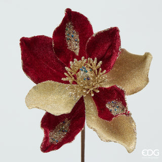 EDG Enzo De Gasperi Magnolia Tak Rode en Gouden Fluweel H47 cm