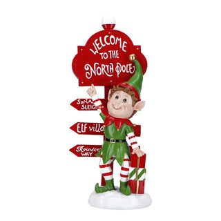 Timstor - Cartel de bienvenida con decoración navideña con elfo