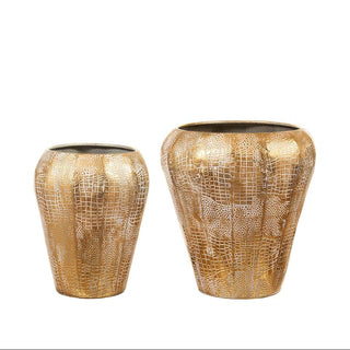 L'Oca Nera Set 2 Vasi Ethno Chic in Metallo