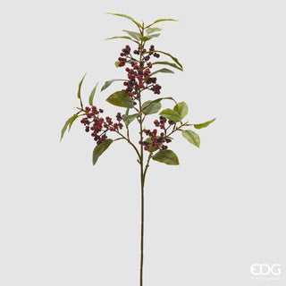 EDG Enzo De Gasperi Ramo di Piracanta con Foglie Rosso Scuro H88 cm
