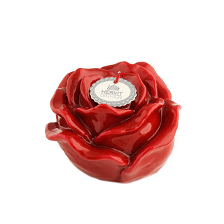 Hervit Lacquered Red Rose Christmas Candle D7 cm