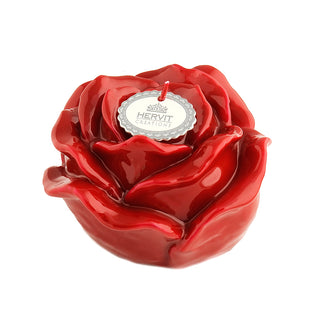 Hervit Lacquered Red Rose Christmas Candle D10x7 cm