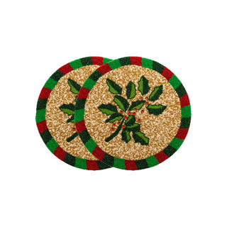 Lamart Set 2 Tovagliette Natalizie Ricami di Perle D35 cm