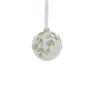 Hervit Pearly White Blown Glass Christmas Bauble D8 cm