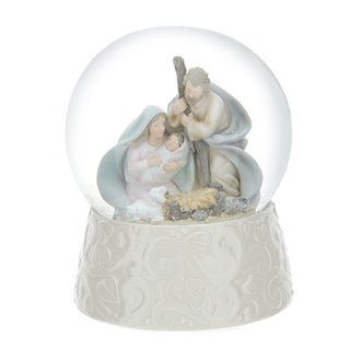 Hervit Water Sphere Music Box Nativity Snow in Porcelain D15x20 cm