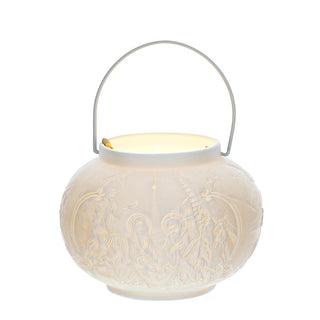 Portavelas Hervit Lantern Biscuit de porcelana blanca D12x9 cm