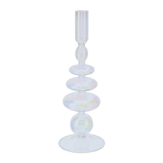 Hervit Blow Glass Candle Holder D9x26 cm Transparent