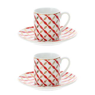Hervit Juego de 2 tazas de café navideñas de porcelana 12x6 cm