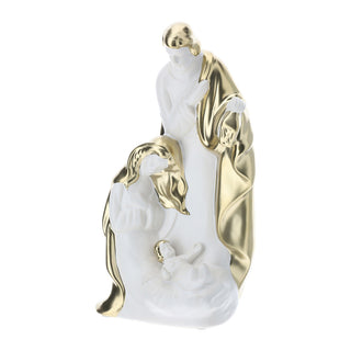 Hervit Holy Family in White and Gold Stoneware H26 cm