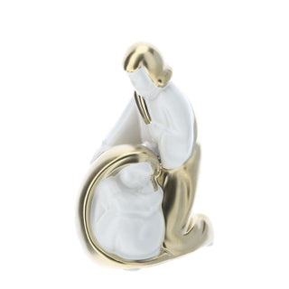 Hervit Holy Family in White and Gold Stoneware H12.5 cm