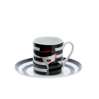 Hervit Caja 2 Tazas de Café Fashion con Platillo de Porcelana D6 cm