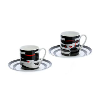 Hervit Box 2 Fashion Coffee Cups with Porcelain Saucer D6 cm