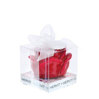 Hervit Red Lacquered Rose Candle D4.5x3 cm