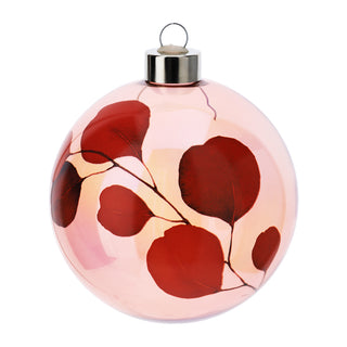Hervit Red Botanical Christmas Bauble in Glass D10 cm