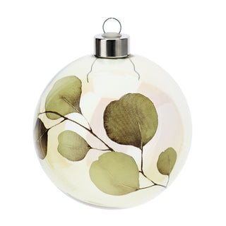 Hervit Yellow Botanical Christmas Bauble in Glass D10 cm