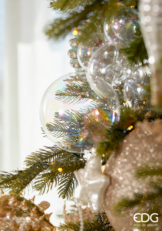 EDG Enzo De Gasperi Pallina di Natale Iride in Vetro Trasparente D10 cm