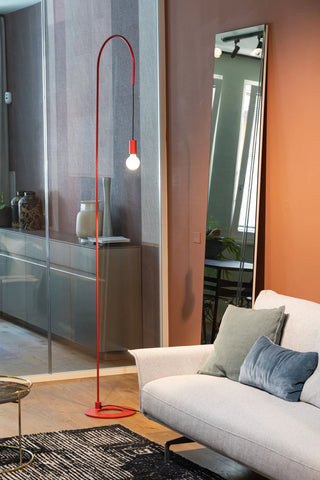 Zafferano Filo Lampada da Terra 242 cm Rosso Opaco