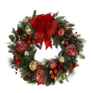 Hervit Creations Corona Natalizia Pino con Decori D66 cm