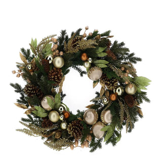 Hervit Creations Corona Natalizia Pino con Decori D71 cm