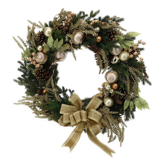 Hervit Creations Corona Natalizia Pino con Decori D86 cm