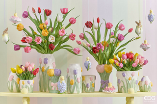 EDG Enzo de Gasperi Vaso Tulipani Ovale H12,5 cm D11 cm in Ceramica