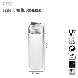 Gefu Dispenser Kippo Aceto e Olio 400 ml in Vetro