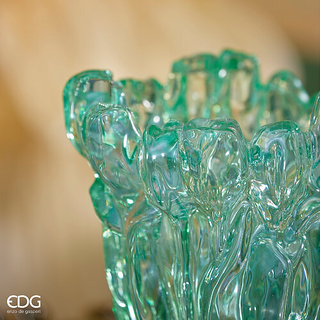 EDG Enzo De Gasperi Vaso Tulipano H12 D30 cm in Vetro Verde