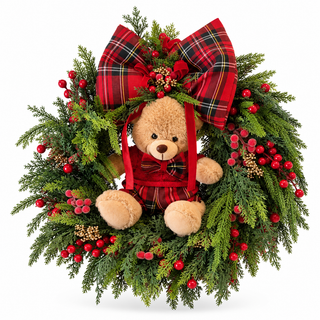 Lenas Blumen vor der Tür mit Kuhglocken und Weihnachtsdekoration