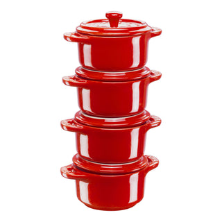 Staub Juego de 4 mini cocottes de cerámica roja 10 cm