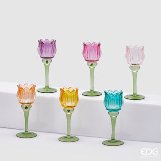 EDG Enzo De Gasperi Tulip Candle Holder H19 cm Pink