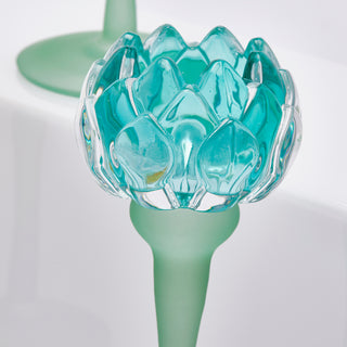 EDG Enzo De Gasperi Water Lily Candle Holder H20.5 cm Light Blue