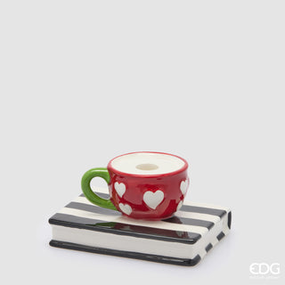 EDG Enzo De Gasperi Christmas Candle Holder Red Book Cup H10 cm