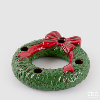 EDG Enzo de Gasperi Portacandela Natalizio Ghirlanda 4 Fuochi D22 cm