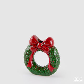 EDG Enzo de Gasperi Portacandela Natalizio Ghirlanda H13.5 cm